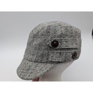 San Diego Hat Co Grey Pink Herringbone Tweed Cadet Cap Hat Size 57cm